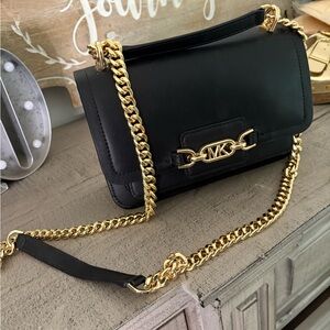 Michael Kors Black Crossbody Bag with Gold Chain